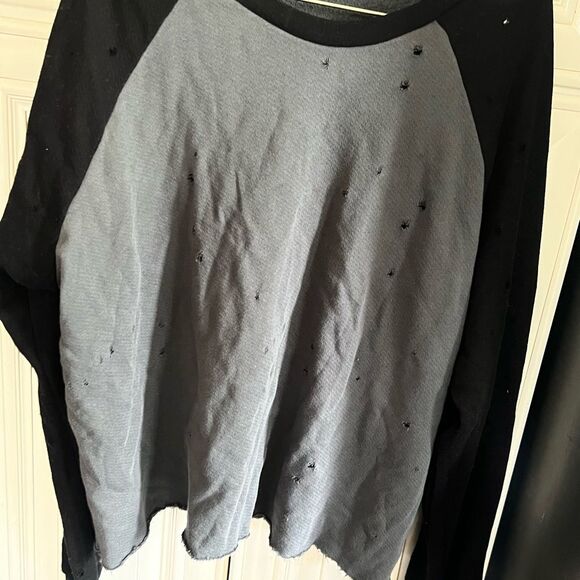 Michael Lauren Distressed Long Sleeve Sweatshirt Athleisure Lounge L - Picture 4 of 11